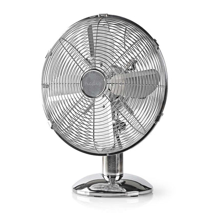 Nedis Table Fan | Mains Powered | Diameter: 300 mm | 35 W | Oscillation | 3-Speed | Chrome