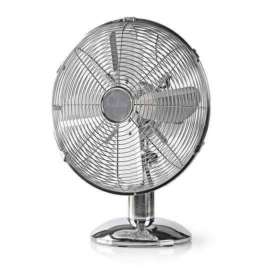 Nedis Table Fan | Mains Powered | Diameter: 300 mm | 35 W | Oscillation | 3-Speed | Chrome