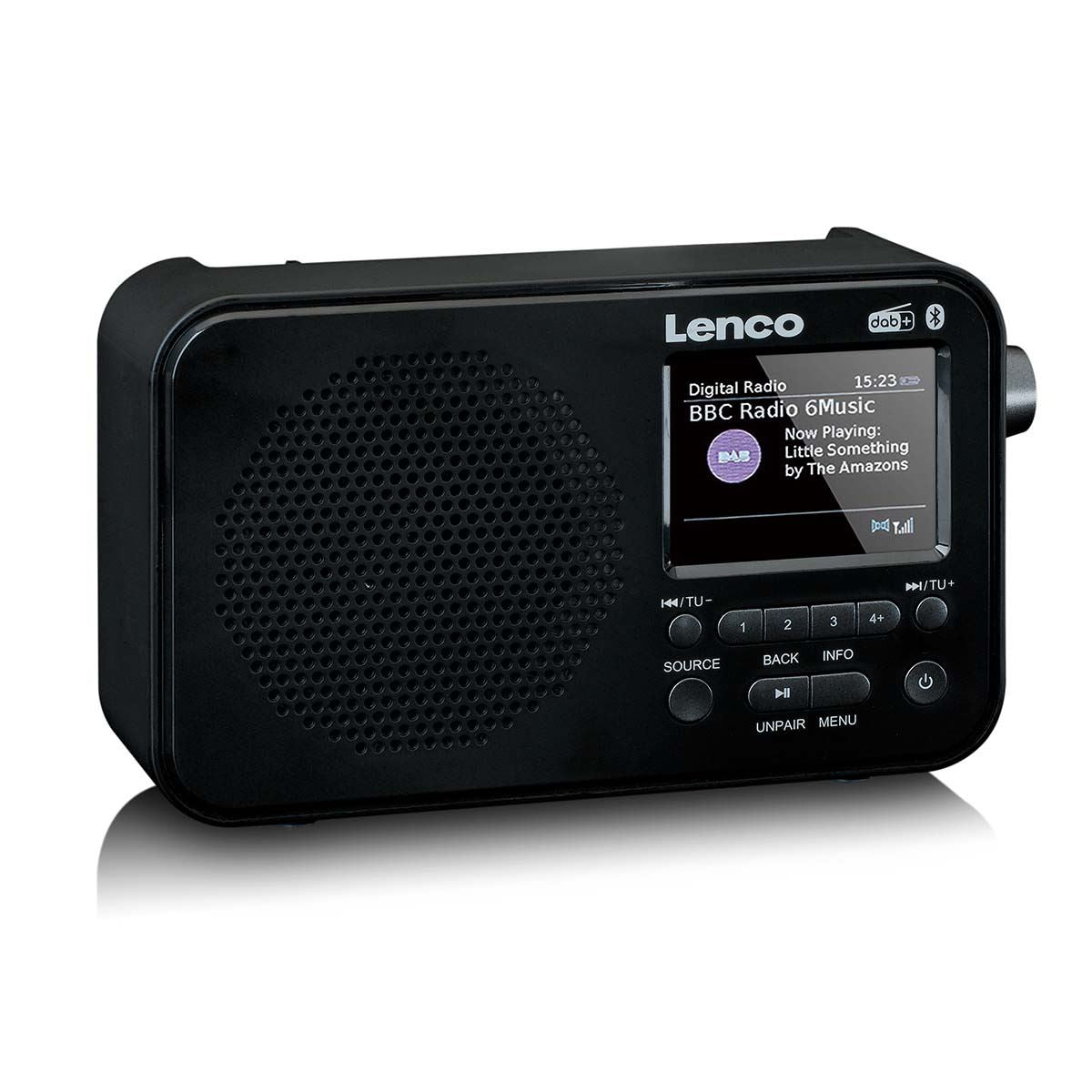 Lenco PDR-036BK | Portable DAB+ FM Radio with Bluetooth® Speaker | 2.4" TFT LCD Display | Black