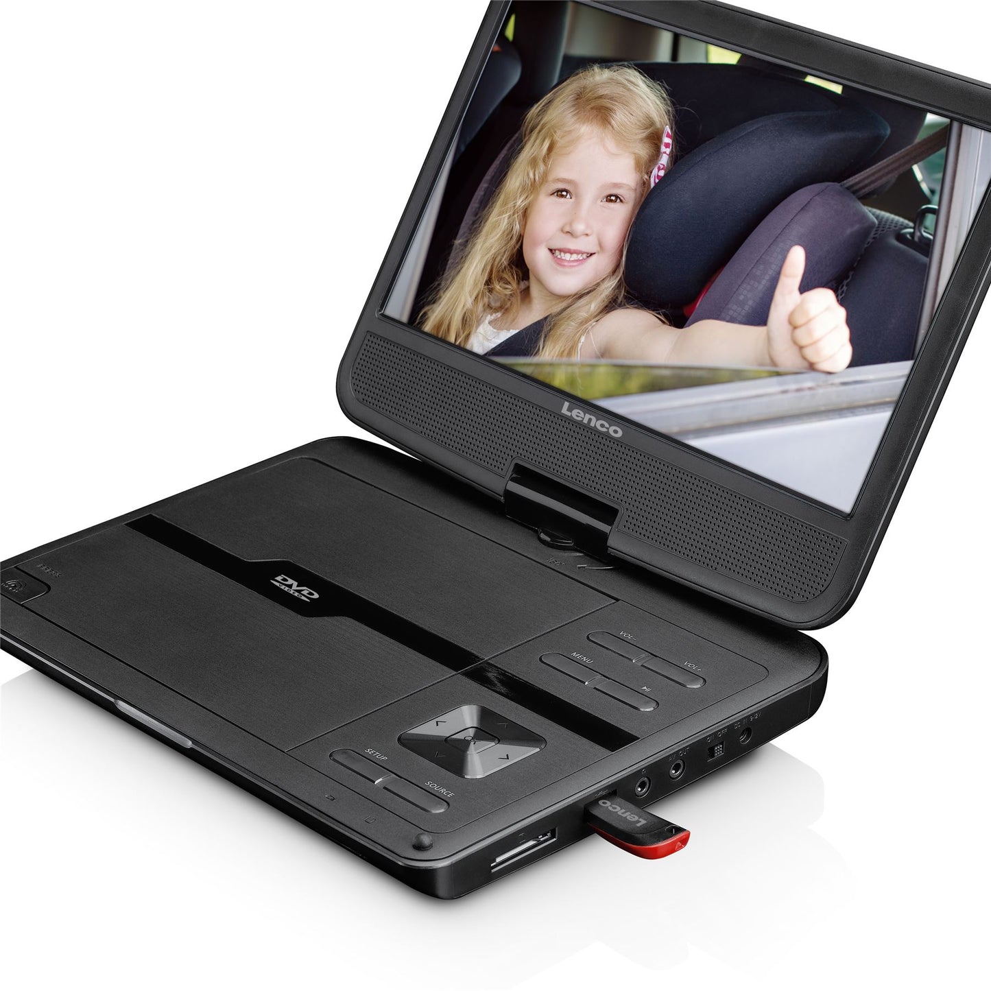 Lenco DVP-1010BK | Portable 10" DVD-Player | USB Headphone-Suspension Bracket | Black