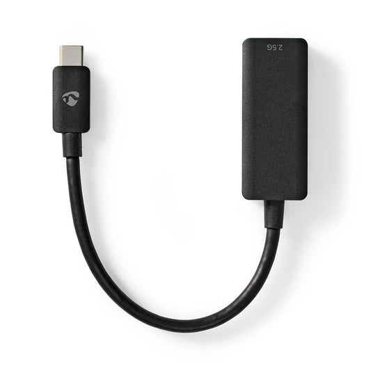 Nedis USB Network Adapter | USB 3.2 Gen 1 | 2.5 Gbps | USB-C™ Male | RJ45 Female | 0.20 m | Round | Nickel Plated | Tinned Copper | Black | Box