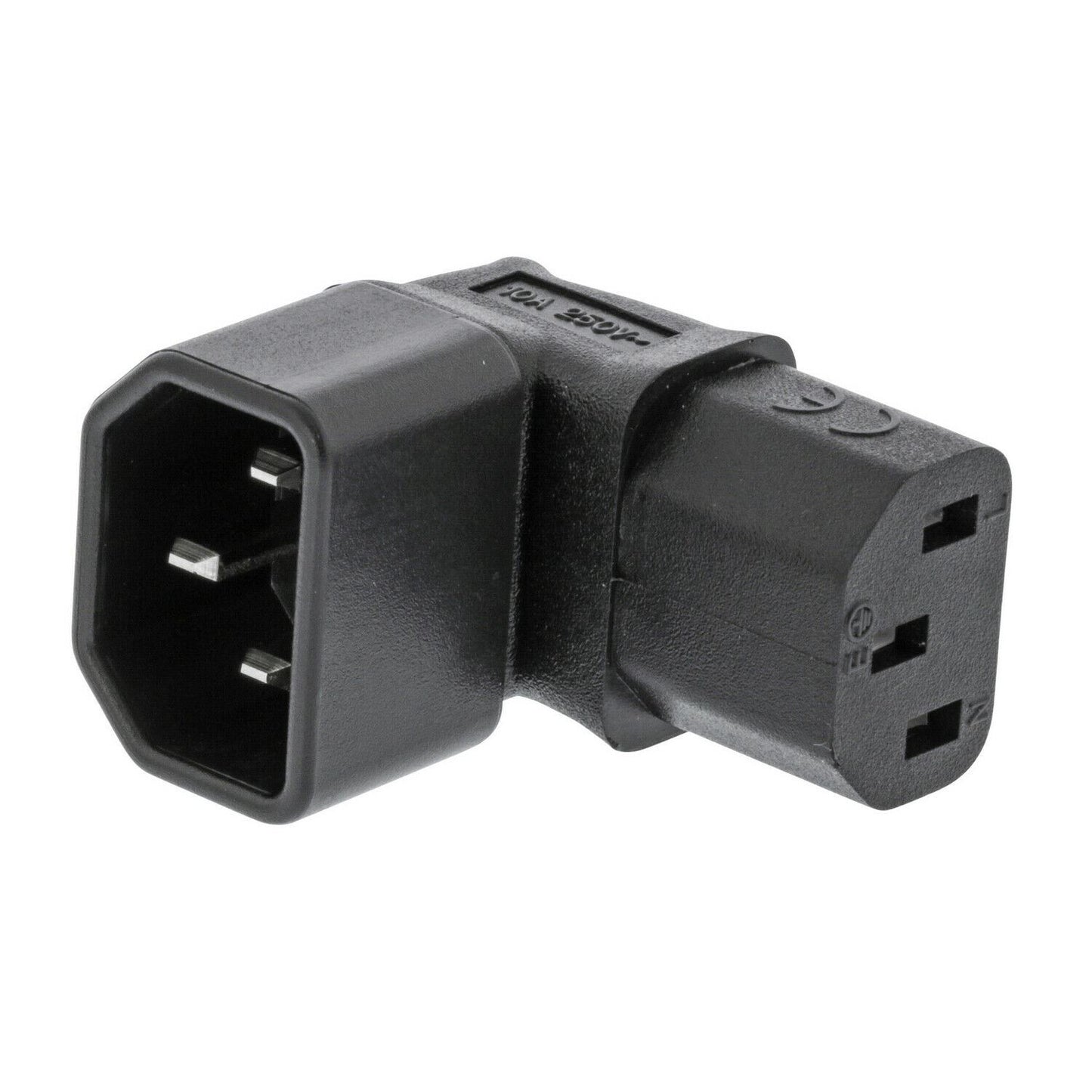 Nedis Cable Adapter Plug | IEC-320-C13 | IEC-320-C14 | Angled 90° | Nickel Plated | PVC | Black | Box | 1 pcs