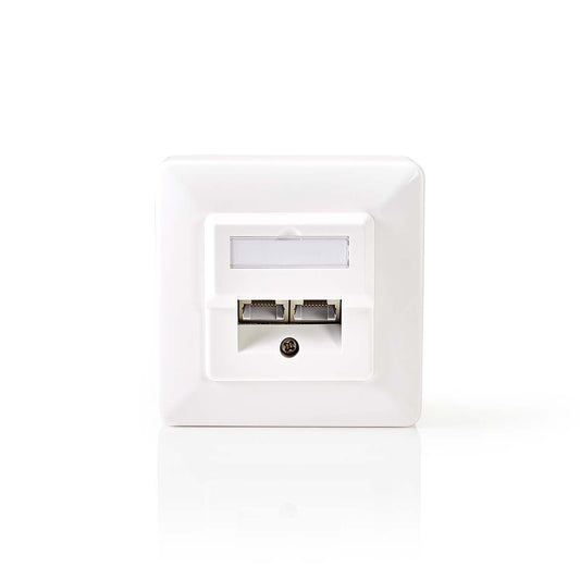 Nedis Network Wall Box | In-Wall | 2 port(s) | CAT5e | Straight | Female | Gold Plated | ABS | White | Box