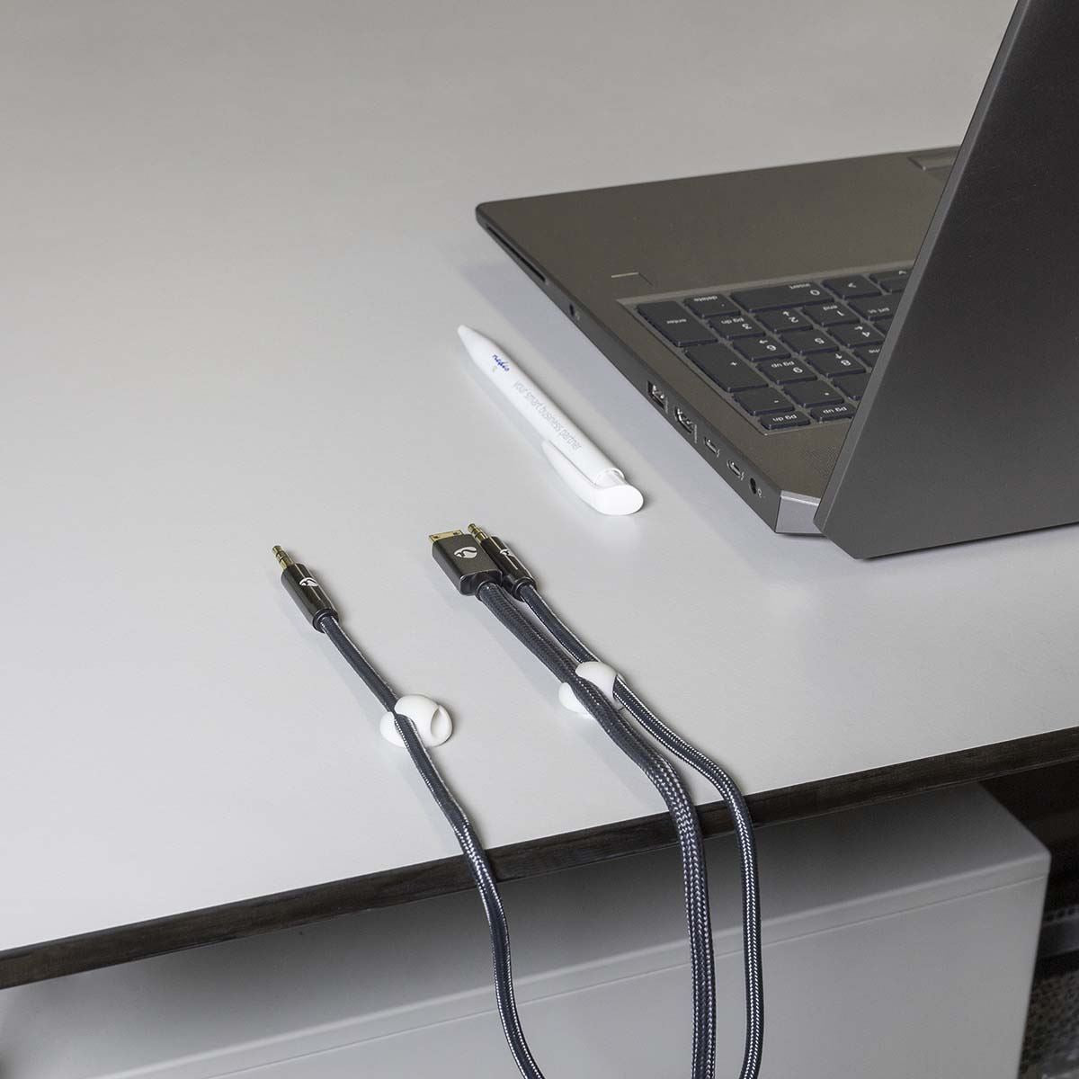 Nedis CMGC20026WT | Cable Management | Cable Clip | Click and Go | 6 pcs | Number of slots: 2 Slots | Maximum cable thickness: 5.3 mm | TPE | White
