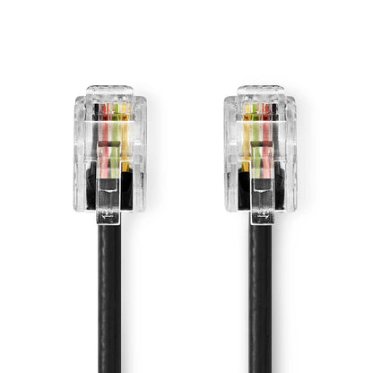 Nedis Telecom Cable | RJ10 Male | RJ10 Male | 5.00 m | Cable design: Coiled | Cable type: RJ10 | Black | Envelope