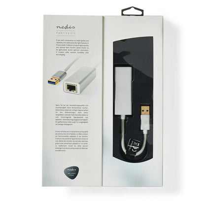 Nedis USB Network Adapter | USB 3.2 Gen 1 | 1 Gbps | USB-A Male | RJ45 Female | 0.20 m | Round | Gold Plated | Bare Copper | Silver | Cover Window Box