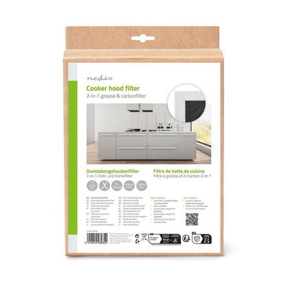 Nedis Universal Cooker Hood Filter Set | Carbon Filter | 57 x 47 cm | Replacement indicator | Cuttable | 2 pcs