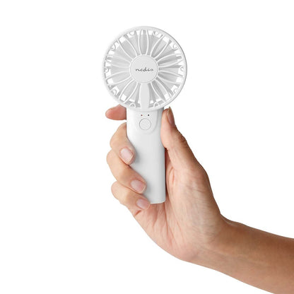 Nedis FNHH1WT | Hand / Desk Fan | Battery Powered 60 mm | 2-Speed Settings | White