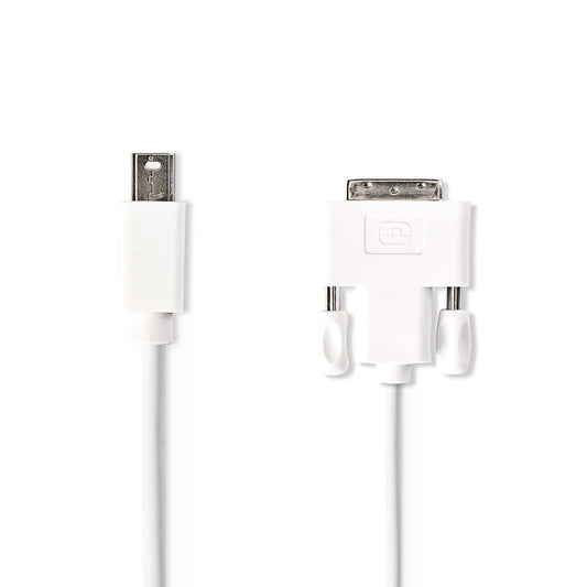 Nedis Mini DisplayPort Cable | DisplayPort 1.2 | Mini DisplayPort Male | DVI-D 24+1-Pin Male | 21.6 Gbps | Nickel Plated | 2.00 m | Round | PVC | White | Envelope