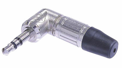 Neutrik 3 pole 3.5 mm audio plug, solder termination, chuck type strain relief, bushing, nickel housing, nickel contacts