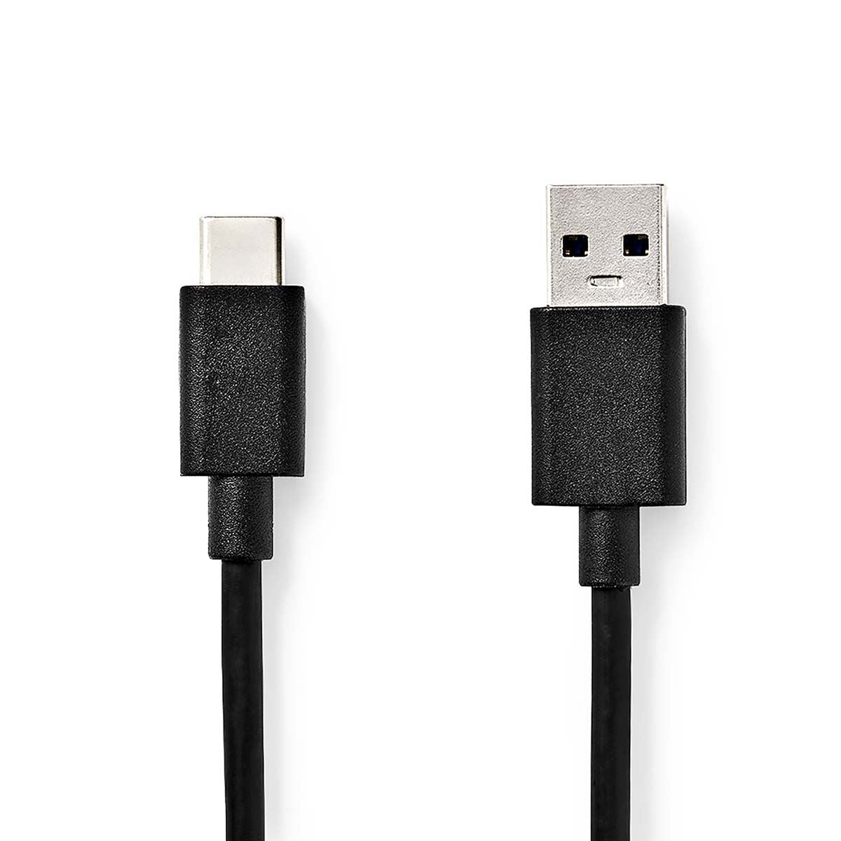Nedis USB Cable | USB 3.2 Gen 1 | USB-A Male | USB-C™ Male | 15 W | 5 Gbps | Nickel Plated | 1.00 m | Round | PVC | Black | Label | 12.349.244