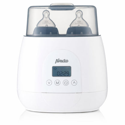 Alecto BW700TWIN | 2 Bottle Warmer, Baby Double Bottle Sterilizer with Digital Display and Temperature Control | White