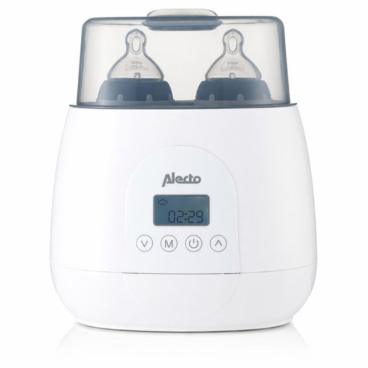 Alecto BW700TWIN | 2 Bottle Warmer, Baby Double Bottle Sterilizer with Digital Display and Temperature Control | White