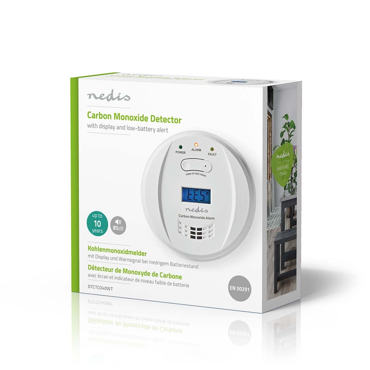 Nedis Carbon Monoxide Alarm | Battery Powered | Battery life up to: 5 year | With pause button | With test button | 85 dB | White