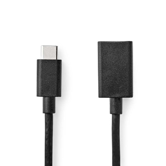 Nedis USB-C™ Adapter | USB 3.2 Gen 1 | USB-C™ Male | USB-A Female | 5 Gbps | 0.15 m | Round | Nickel Plated | PVC | Black | Box