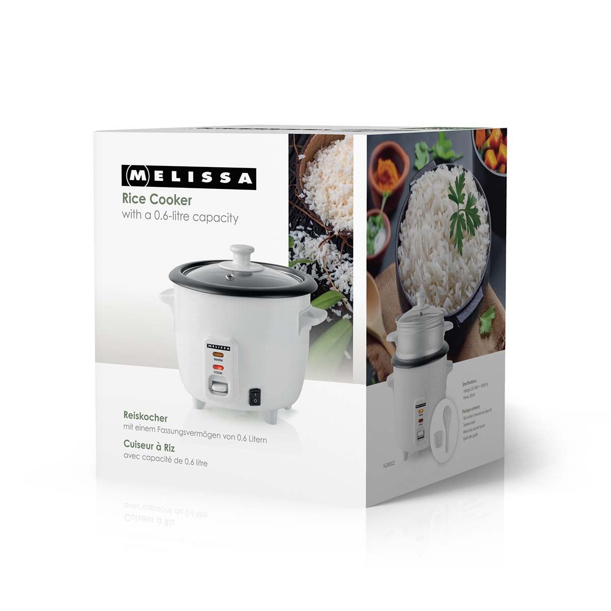 MELISSA Rice Cooker | 0.6 l | Non stick coating | Removable bowl | 300 W | Auto shut-off