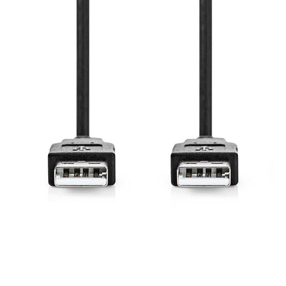 Nedis USB Cable | USB 2.0 | USB-A Male | USB-A Male | 480 Mbps | Nickel Plated | 2.00 m | Round | PVC | Black | Label
