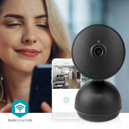 Nedis SmartLife Indoor Camera | Wi-Fi | Full HD 1080p | Pan tilt | Cloud Storage (optional) / microSD (not included) / Onvif | With motion sensor | Night vision | Black
