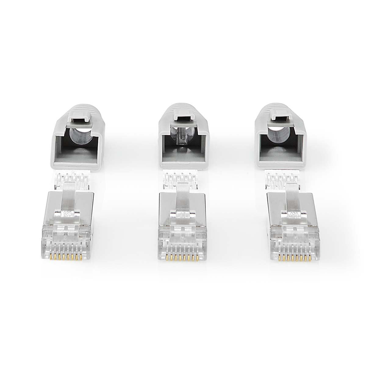 Nedis RJ45 Connector | RJ45 Pass Through | Solid/Stranded FTP CAT6a | Straight | Gold Plated | 10 pcs | PVC | Black / Grey / White | Box