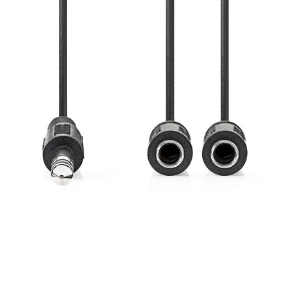 Nedis Stereo Audio Cable | 6.35 mm Male | 2x 6.35 mm Female | Nickel Plated | 0.20 m | Round | Box