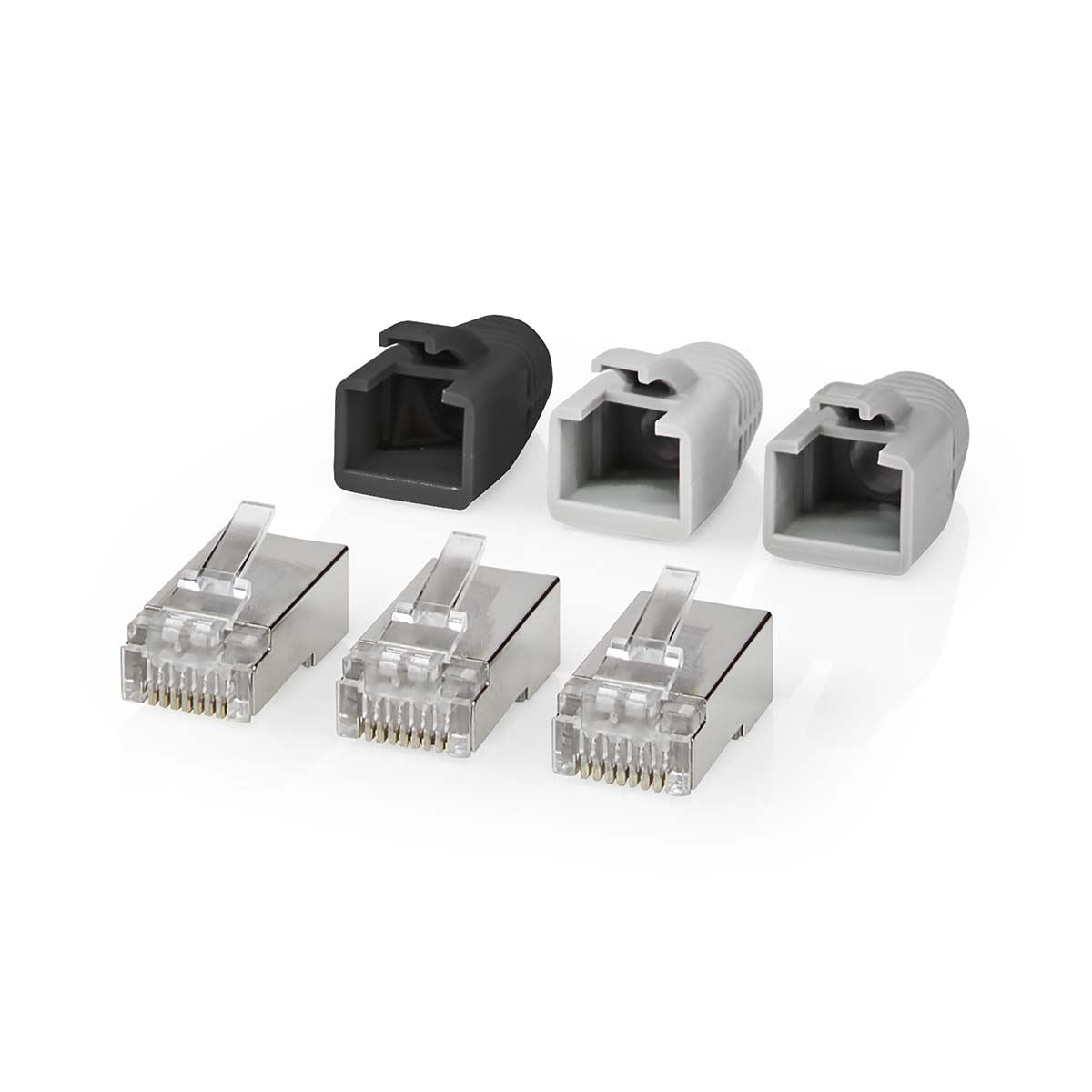 Nedis RJ45 Connector | RJ45 Pass Through | Solid/Stranded FTP CAT6 | Straight | Gold Plated | 10 pcs | PVC | Black / Grey / White | Box