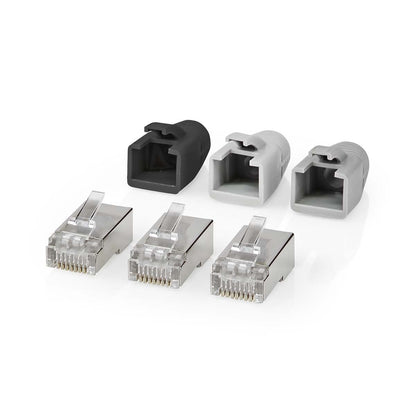 Nedis RJ45 Connector | RJ45 Pass Through | Solid/Stranded FTP CAT6 | Straight | Gold Plated | 10 pcs | PVC | Black / Grey / White | Box