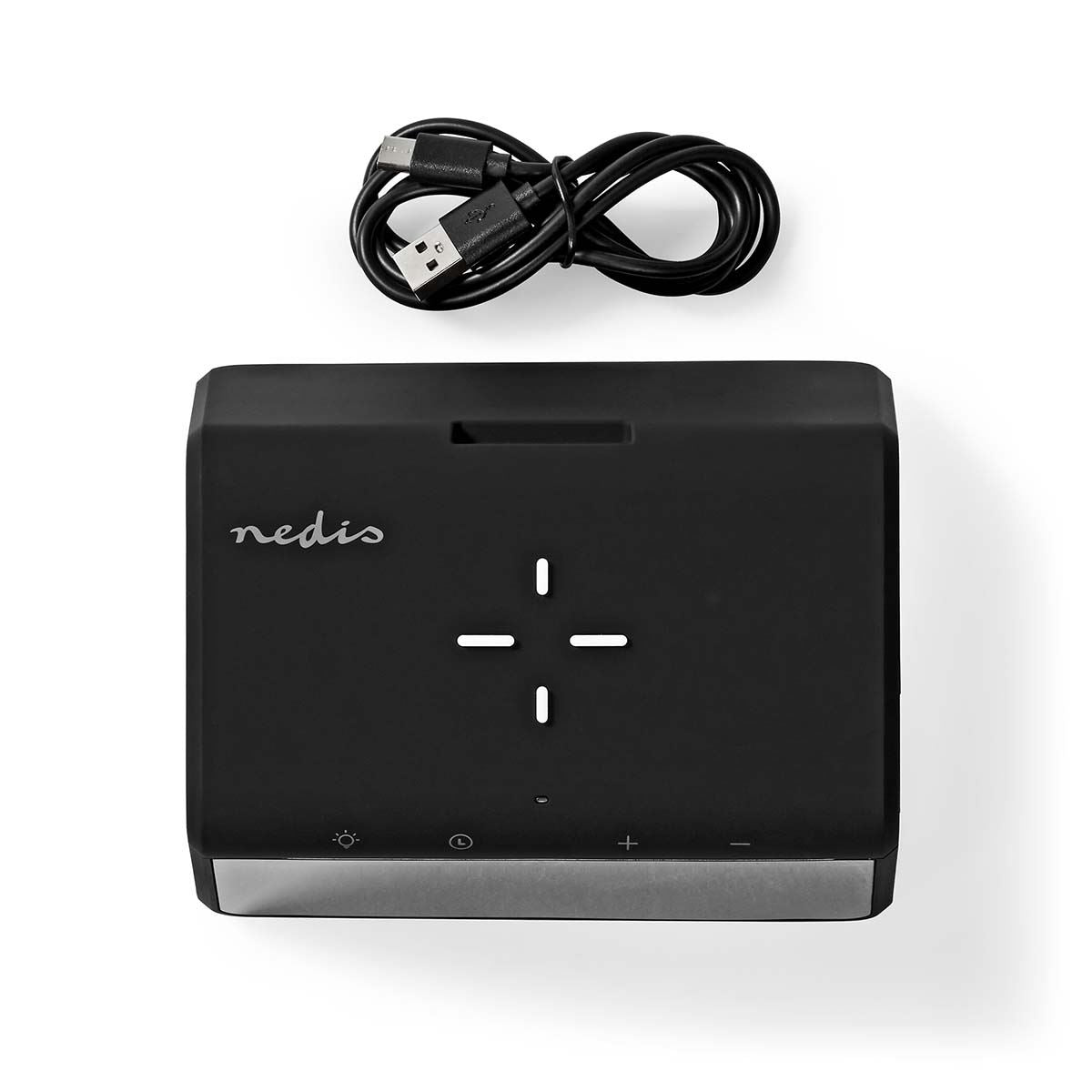 Nedis Alarm clock with wireless charging | Qi certified | 5 / 7.5 / 10 / 15 W | USB-A Male | Night Light | 2 Alarm Times | Snooze function