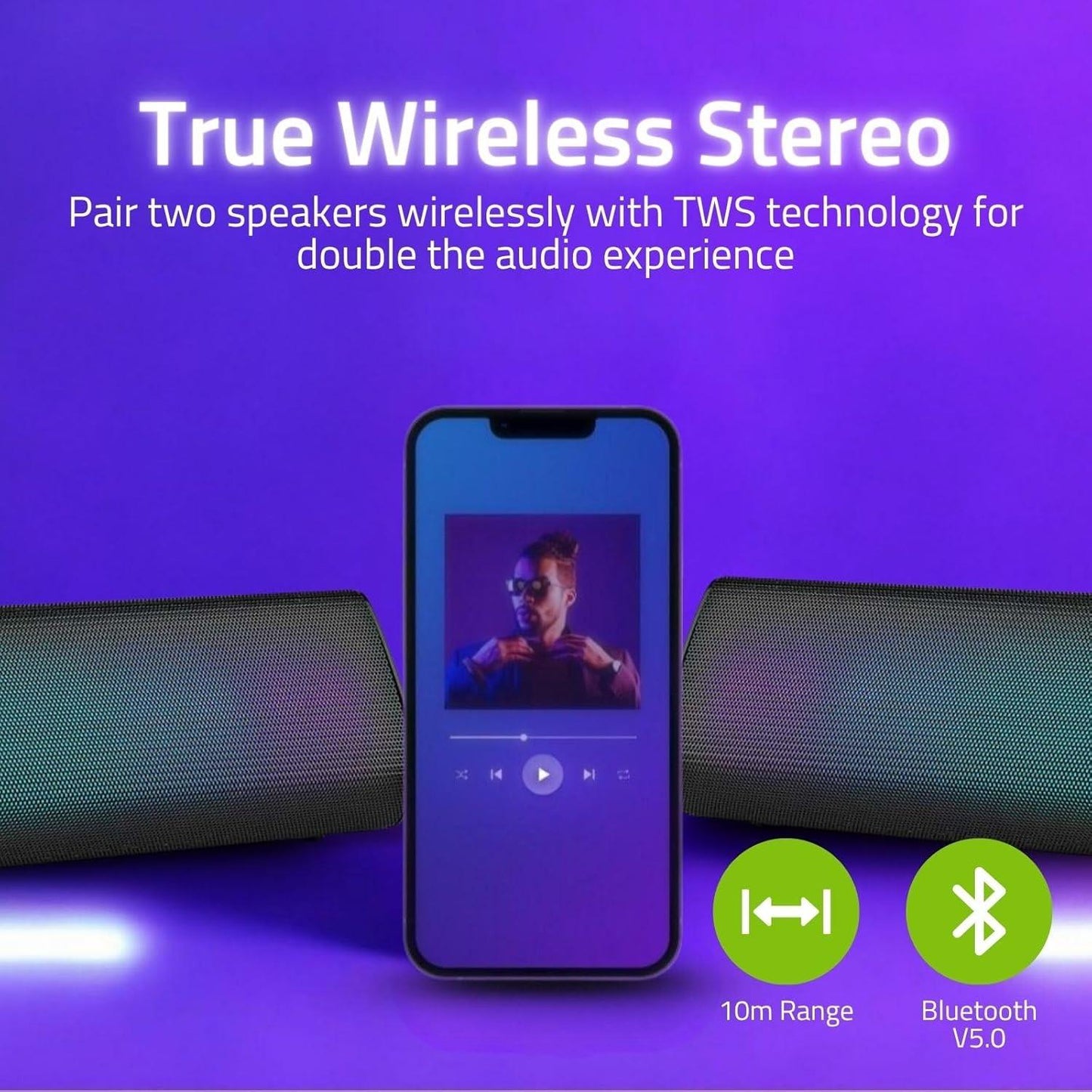 Nedis Bluetooth® Speaker | Maximum battery play time: 6 hrs | Table Design | 18 W | Stereo | Built-in microphone | Linkable | Black