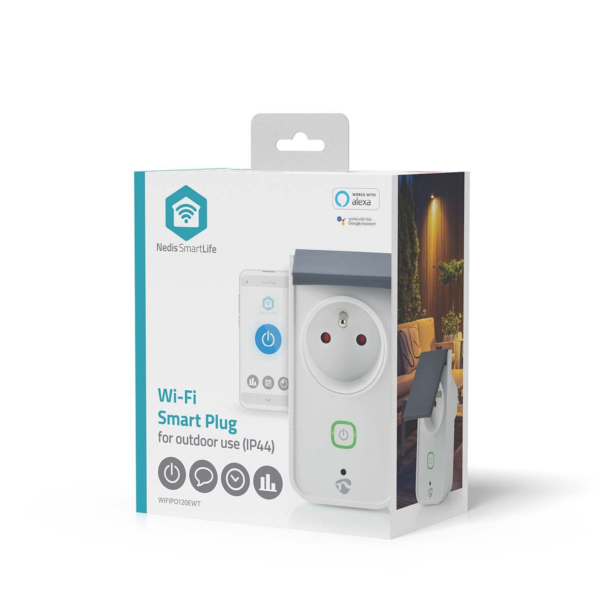 Nedis SmartLife Smart Plug | Wi-Fi | IP44 | Power meter | 3680 W | Type E (CEE 7/6) | -30 - 40 °C | Android™ / IOS | Grey / White | 1 pcs
