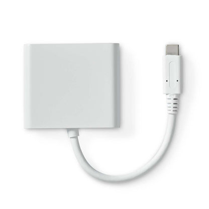 Nedis USB Multi-Port Adapter | USB 3.2 Gen 1 | USB-C™ Male | HDMI™ Output / USB-A Female / USB-C™ Female | 5 Gbps | 0.10 m | Round | Nickel Plated | PVC | White | Box | 12.349.563