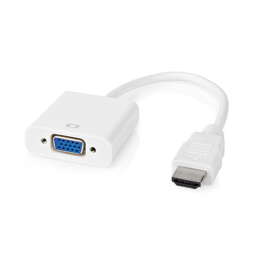 Nedis HDMI™ Cable | HDMI™ Connector | VGA Female | 1080p | Nickel Plated | 0.20 m | Straight | PVC | White | Blister