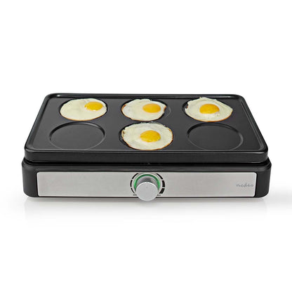 Nedis Party Wok Set | Grill | 6 Persons | Spatula | Temperature setting | Non stick coating | Rectangle