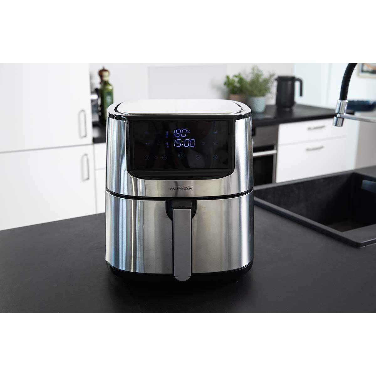 Gastronoma Digital Hot Air Fryer XXL 8 l | 60-min Timer | 8 Presets | Plastic / Stainless Steel