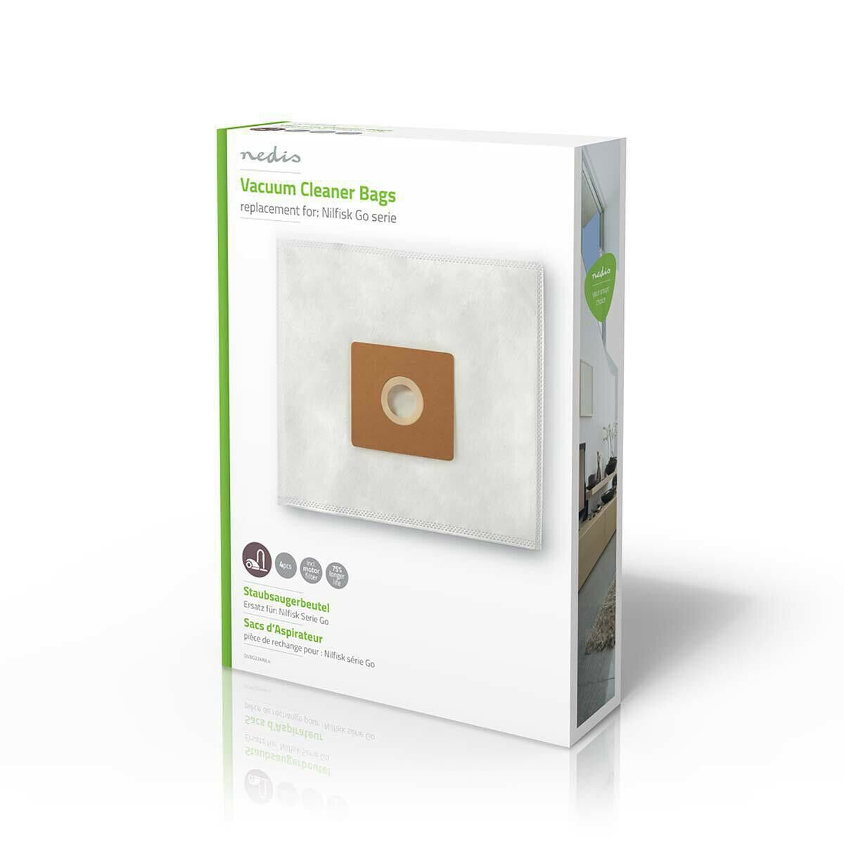 Nedis DUBG224NIL4 | Vacuum Cleaner Bag | 4 pcs | Synthetic | Most sold for: Nilfisk | White