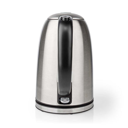 Nedis Electric Kettle | 1.7 l | Stainless Steel | Black / Silver | Rotatable 360 degrees | Concealed heating element | Strix® controller | Boil-dry protection