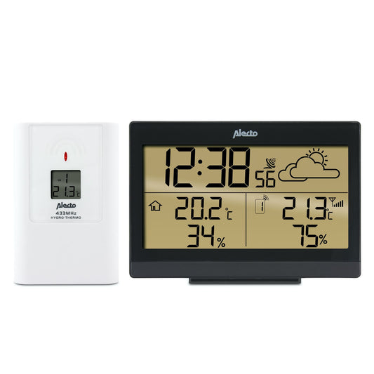 Alecto Weather Station | Indoor and Outdoor Temperature | Outside Wireless sensor | Black