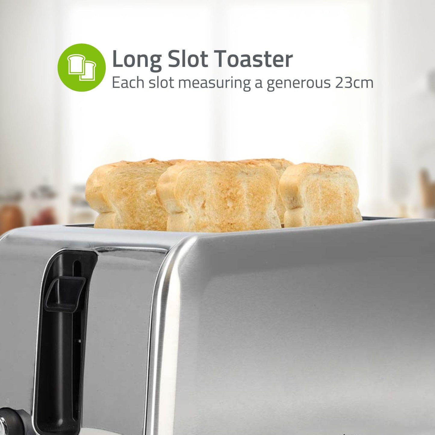 Nedis Toaster | 4 Bread Slices | 2 Long Slots | Browning levels: 7 | Defrost feature | Aluminium / Silver