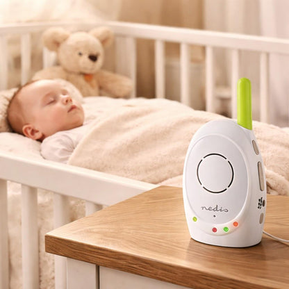 Nedis Baby Monitor | FHSS (Frequency-Hopping Spread Spectrum) | With talk back function | Range: 300 m | Battery Powered / Mains Powered | Green / White