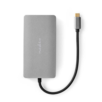 Nedis USB Multi-Port Adapter | USB 3.2 Gen 1 | USB-C™ Male | Micro SD / RJ45 Female / SD / USB-C™ Female / 2x HDMI™ / 2x USB-A Female | 5 Gbps | 0.20 m | Round | Gold Plated | PVC | Anthracite | Box
