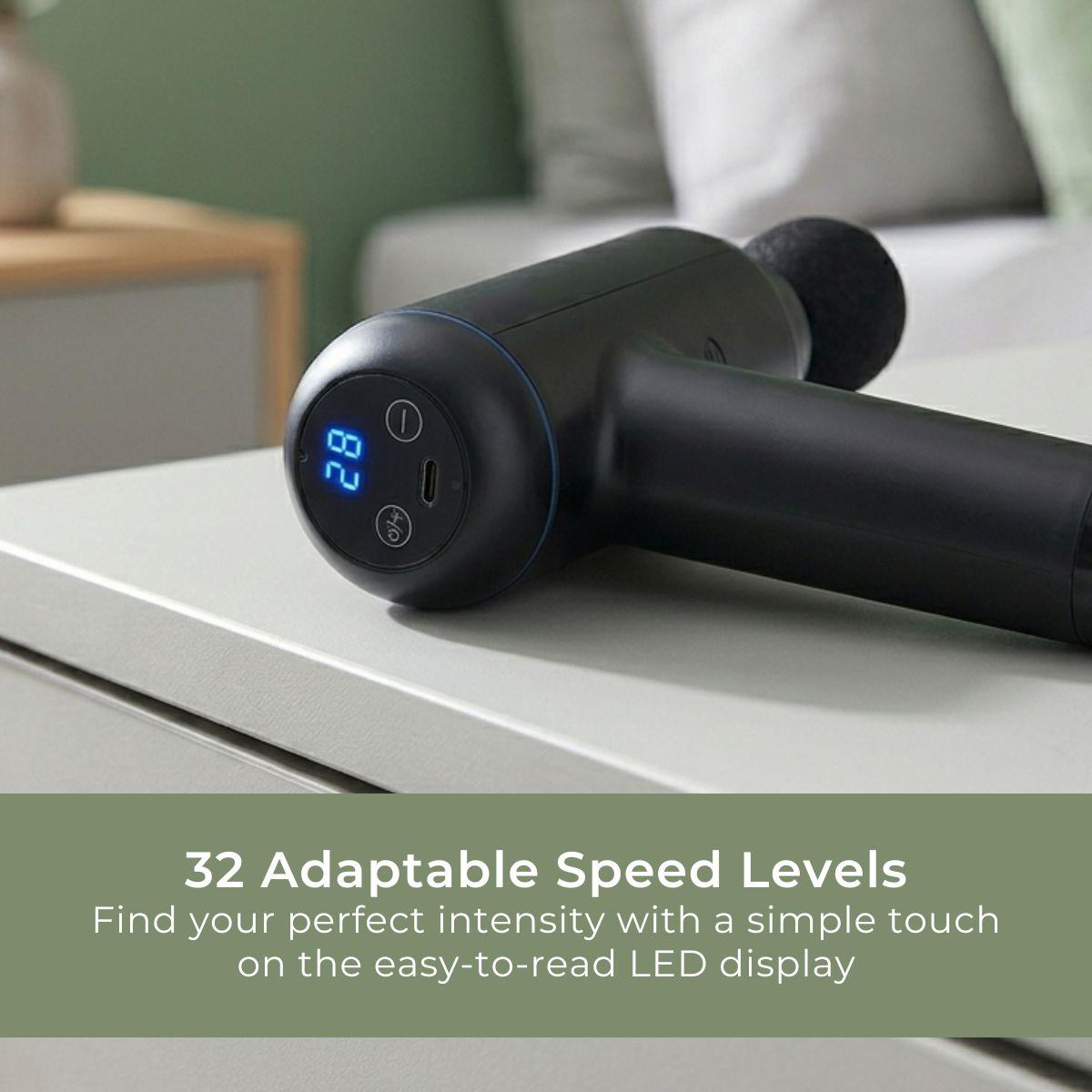 MELISSA Massage Gun | LED | Battery Powered | Rechargeable | 4 Massage Modes | 4 Interchangeable Attachments | Black