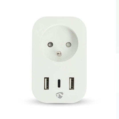 Nedis SmartLife Smart Plug | Wi-Fi | IP21 | Power meter | 3680 W | Type E (CEE 7/6) / 1x USB-C™ / 2x USB | 0 - 55 °C | Android™ / IOS | White | 1 pcs