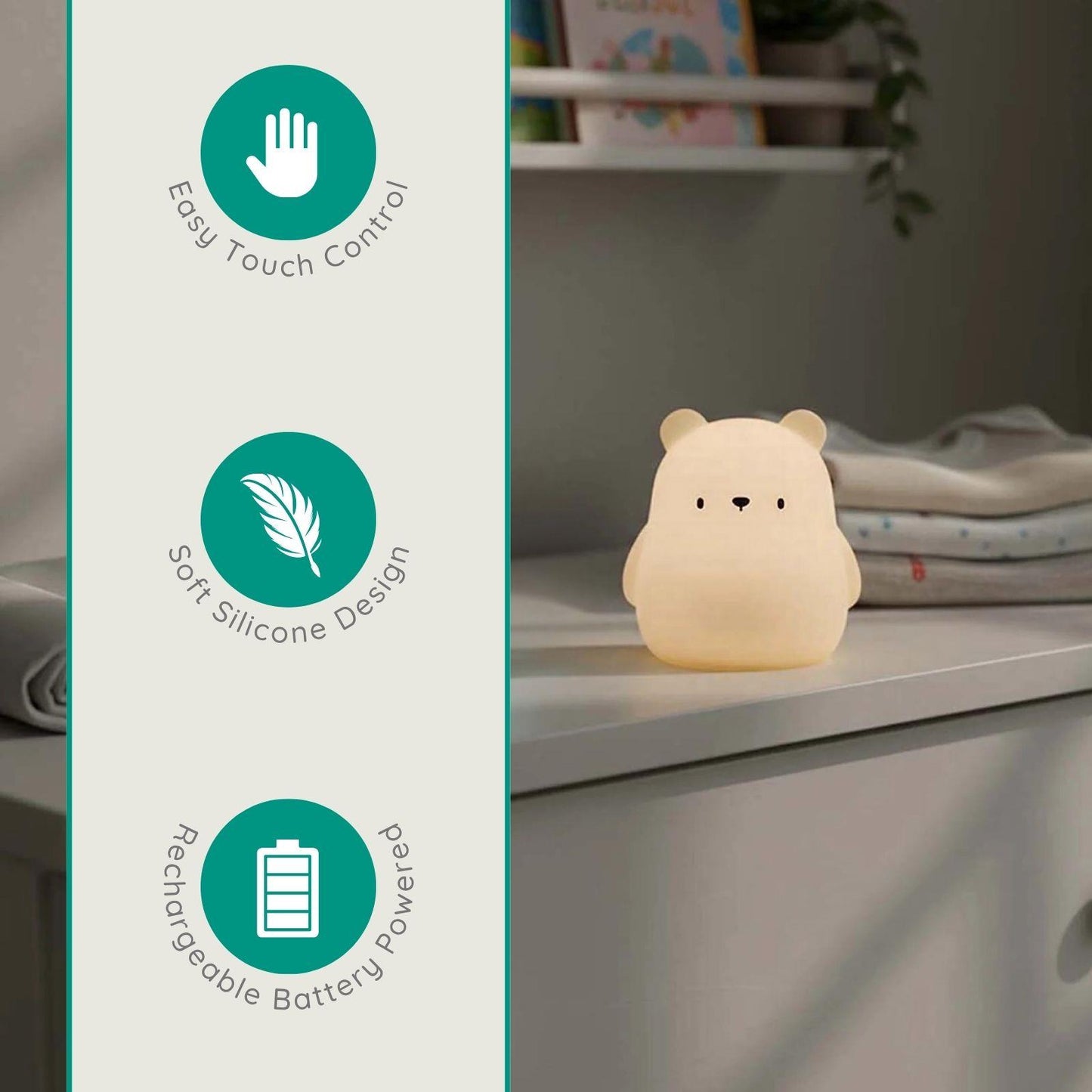 Alecto BC140BEAR | Rechargeable LED Chrildresn Night Light, Bear
