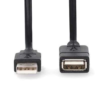 Nedis USB Cable | USB 2.0 | USB-A Male | USB-A Female | 480 Mbps | Nickel Plated | 1.00 m | Round | PVC | Black | Label