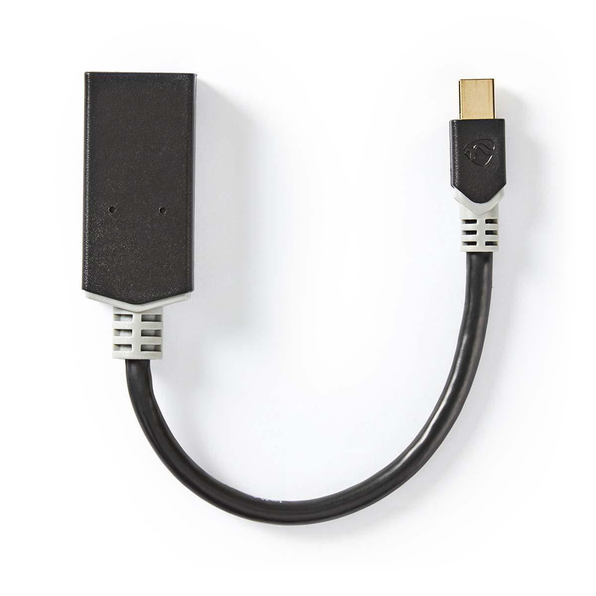 Nedis Mini DisplayPort Cable | DisplayPort 1.4 | Mini DisplayPort Male | HDMI™ Output | 48 Gbps | Gold Plated | 0.20 m | Round | PVC | Anthracite | Window Box