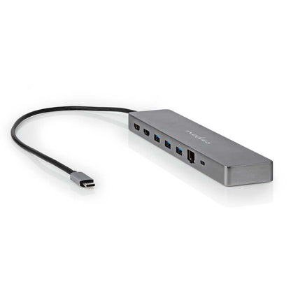Nedis USB Multi-Port Adapter | USB 3.2 Gen 1 | USB-C™ Male | Micro SD / RJ45 Female / SD / 2x HDMI™ / 2x USB-C™ / 3x USB-A Female | 0.40 m | Round | Gold Plated | TPE | Anthracite | Box