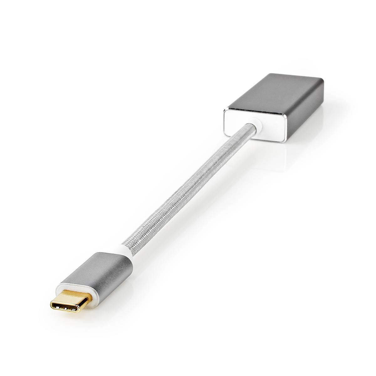 Nedis USB-C™ Adapter | USB 3.2 Gen 1 | USB-C™ Male | Mini DisplayPort Female | 0.20 m | Round | Gold Plated | Braided / Nylon | Silver | Cover Window Box