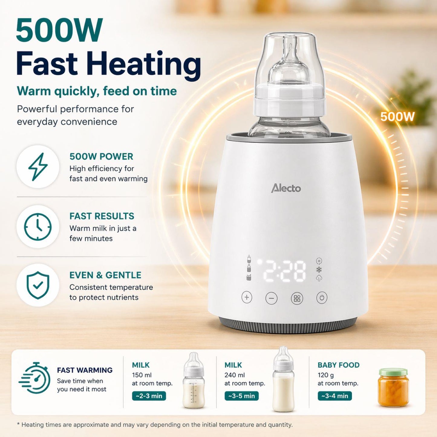Alecto BW900 | Digital Fast Bottle / Food Warmer / Sterilizer with Smart Temperature Control, Warms Evenly