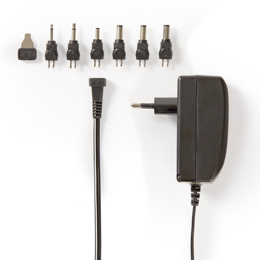Nedis Universal EU AC Power Adapter | 24 W | 9 - 24 V DC | 1.80 m | 1.0 - 1.5 A | 6 plug(s) | Black
