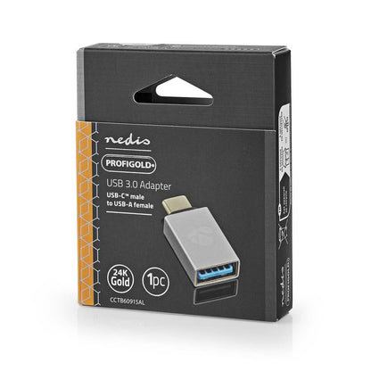 Nedis USB-C™ Adapter | USB 3.2 Gen 1 | USB-C™ Male | USB-A Female | 5 Gbps | Round | Nickel Plated | Silver | Cover Window Box