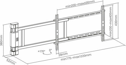 Nedis Motorised TV Wall Mount | 32 - 75 " | Maximum supported screen weight: 50 kg | Rotatable | Minimum wall distance: 56 mm | Remote controlled | ABS / Steel | Black